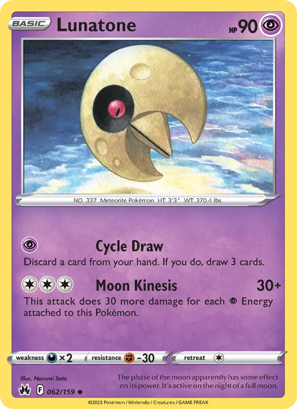 Lunatone 62 card from Crown Zenith