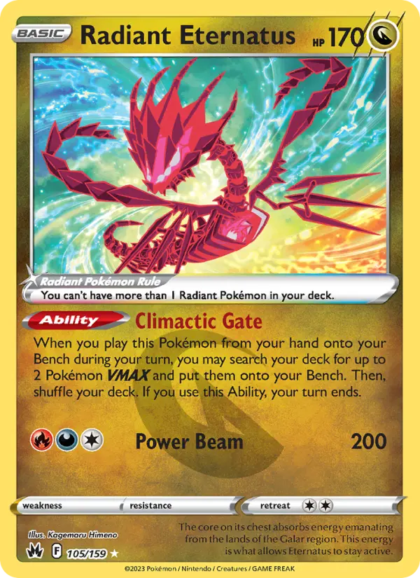 Radiant Eternatus 105 card from Crown Zenith