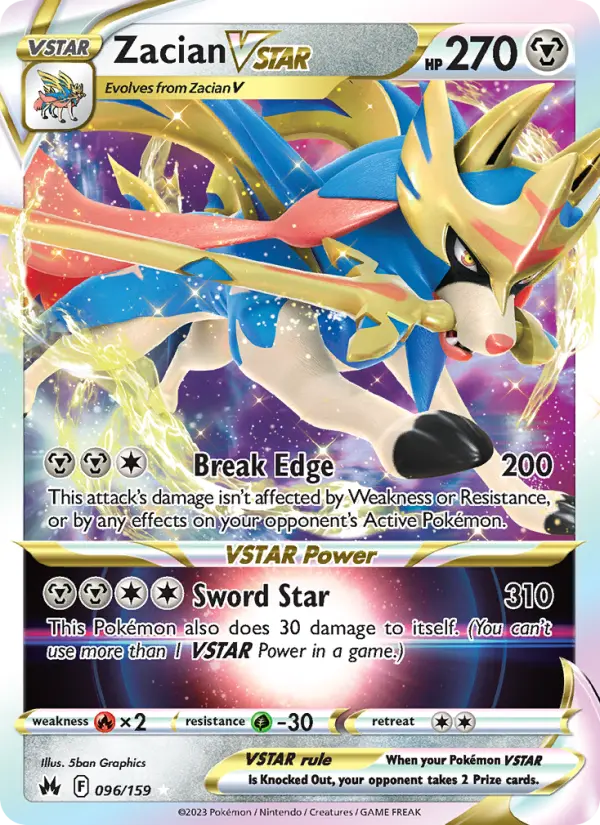 Zacian VSTAR 96 card from Crown Zenith