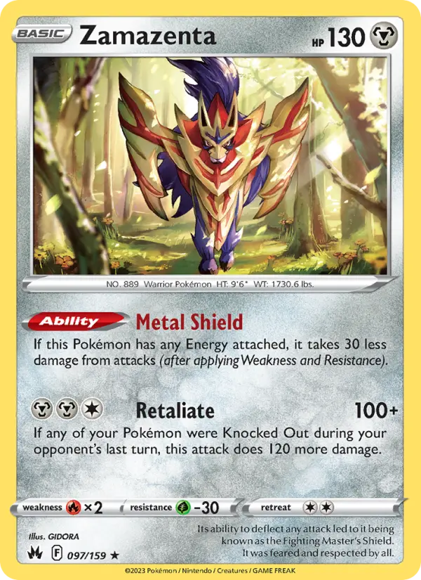 Zamazenta 97 card from Crown Zenith
