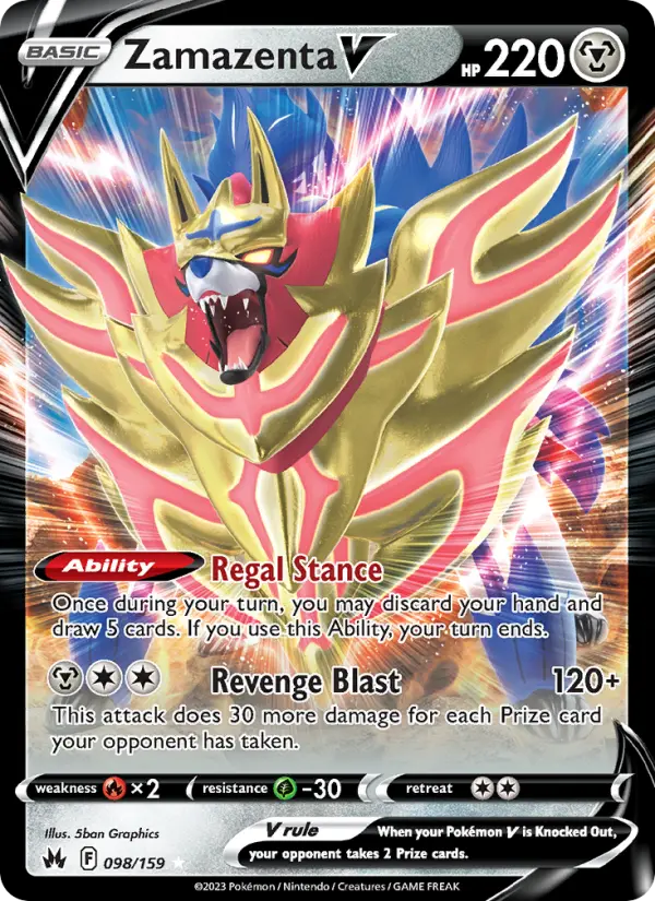 Zamazenta V 98 card from Crown Zenith