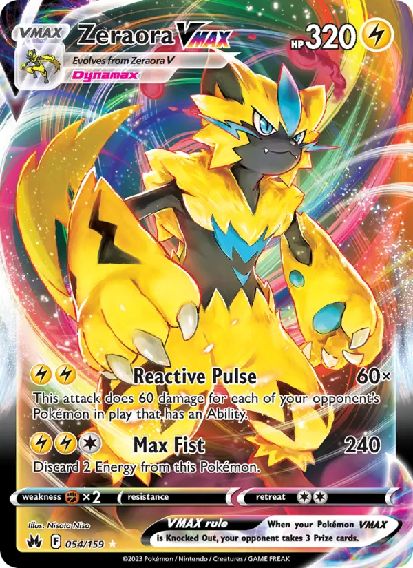 Zeraora VMAX 54 card from Crown Zenith