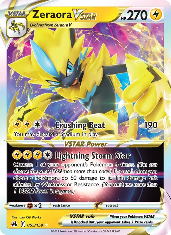 Zeraora VSTAR 55 card from Crown Zenith