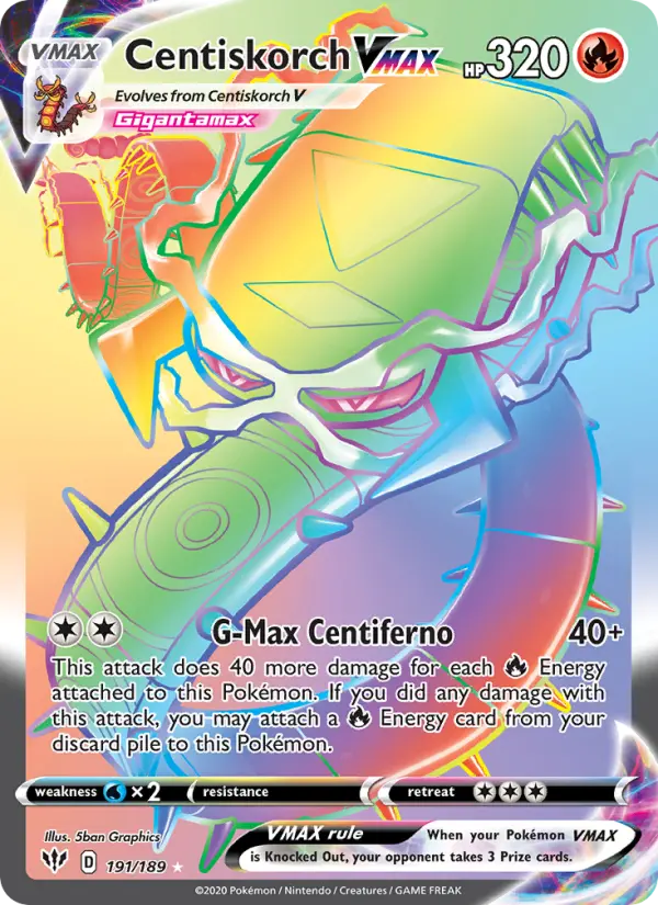 Centiskorch VMAX 191 — Darkness Ablaze 191, Holofoil finish