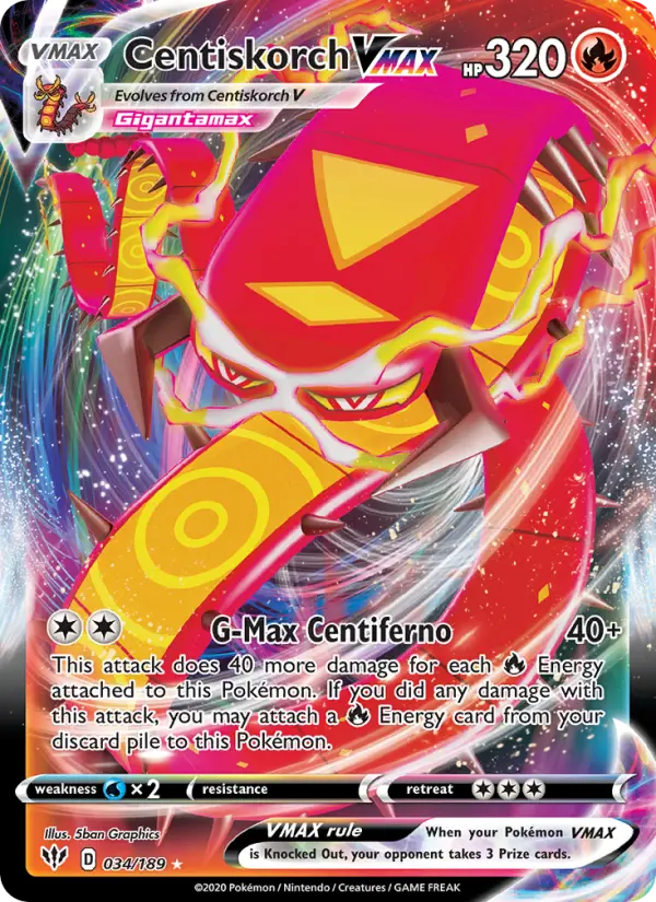 Centiskorch VMAX 34 card from Darkness Ablaze