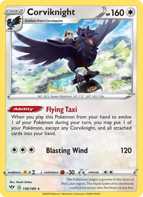 Corviknight 156 card from Darkness Ablaze