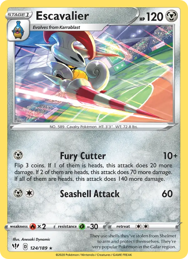 Escavalier 124 card from Darkness Ablaze