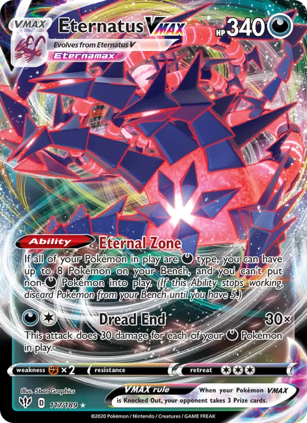 Eternatus VMAX 117 card from Darkness Ablaze