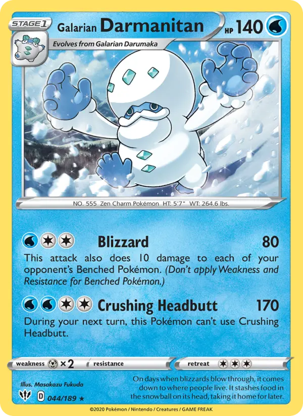 Galarian Darmanitan 44 card from Darkness Ablaze