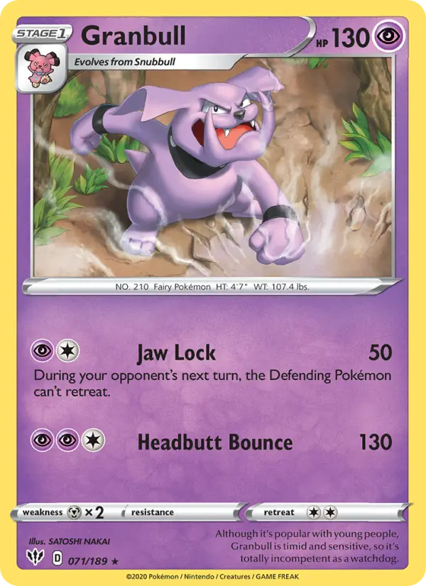 Granbull 71 card from Darkness Ablaze