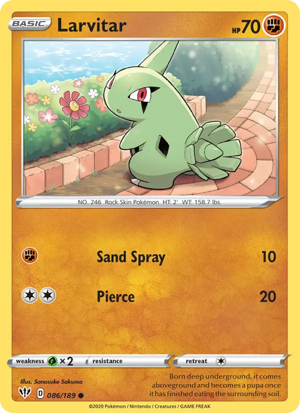 Larvitar 86 card from Darkness Ablaze
