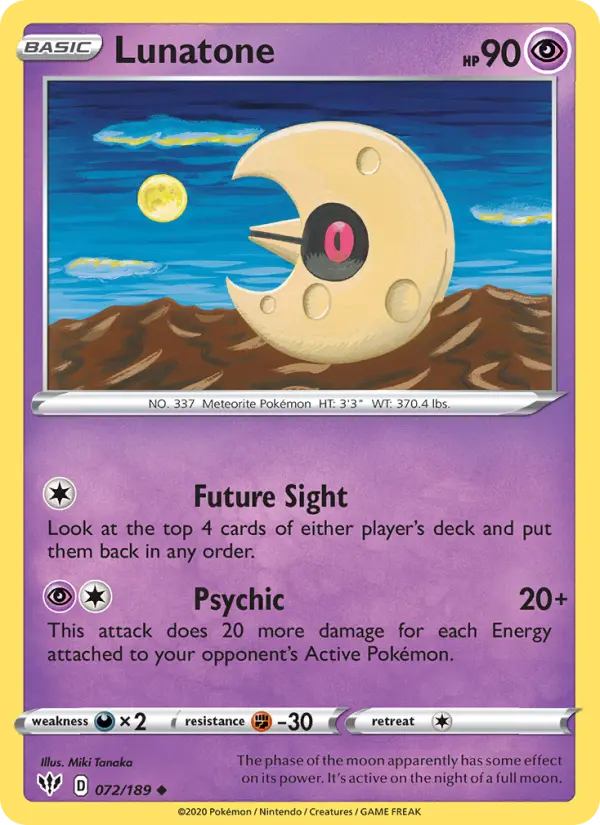 Lunatone 72 card from Darkness Ablaze