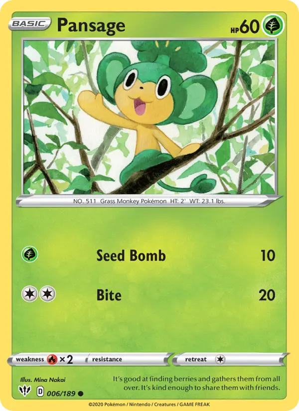 Pansage 6 — Darkness Ablaze 6, Normal finish