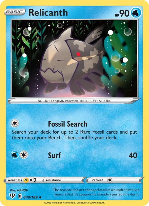 Relicanth 40 card from Darkness Ablaze
