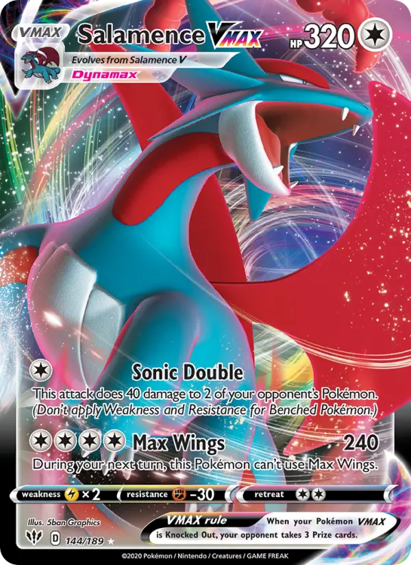 Salamence VMAX 144 — Darkness Ablaze 144, Holofoil finish