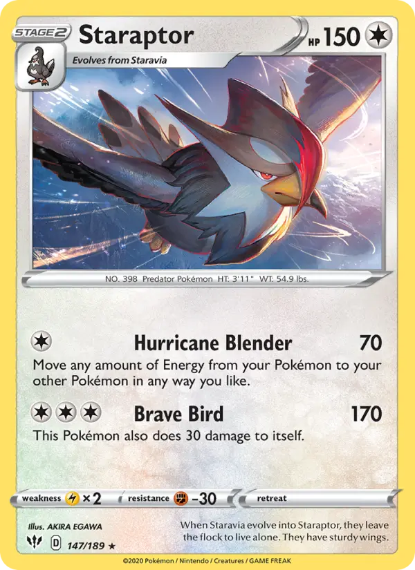 Staraptor 147 card from Darkness Ablaze