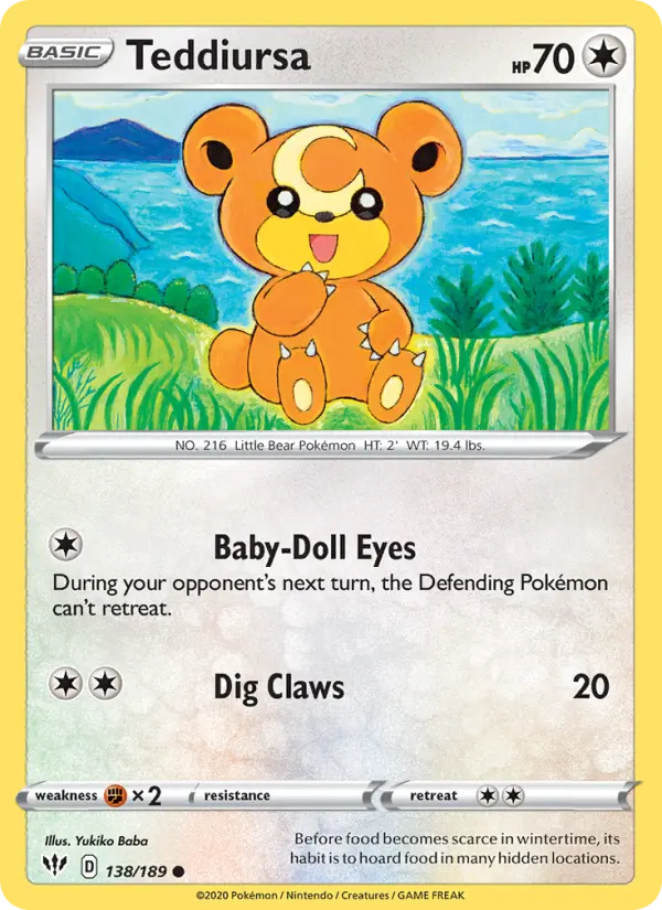 Teddiursa 138 card from Darkness Ablaze