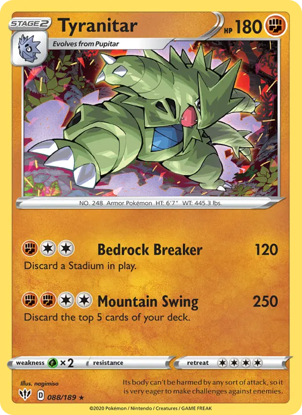 Tyranitar 88 — Darkness Ablaze 88, Holofoil finish