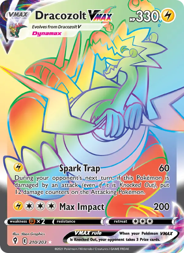 Dracozolt VMAX 210 — Evolving Skies 210, Holofoil finish