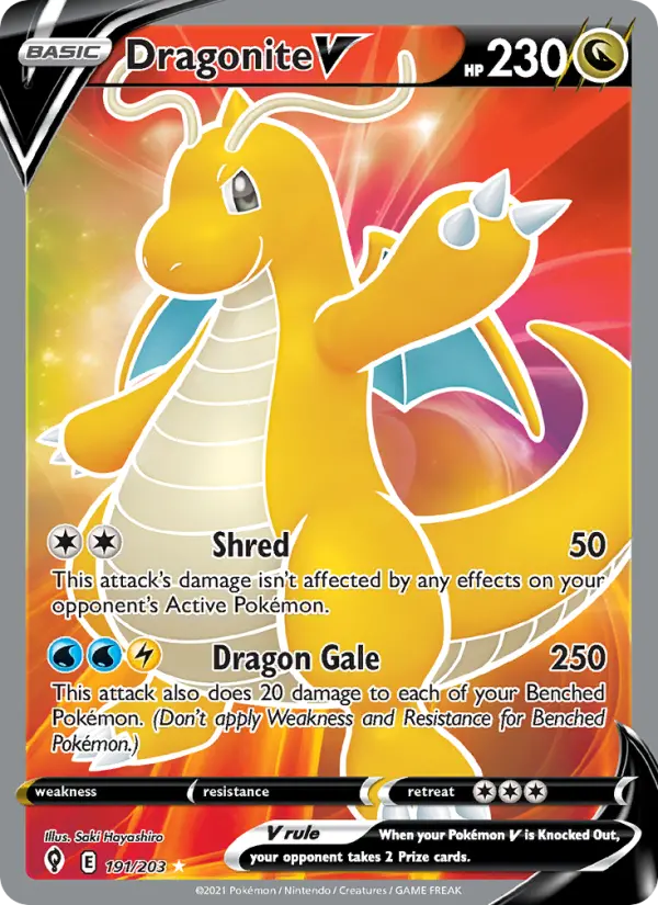 Dragonite V 191 — Evolving Skies 191, Holofoil finish