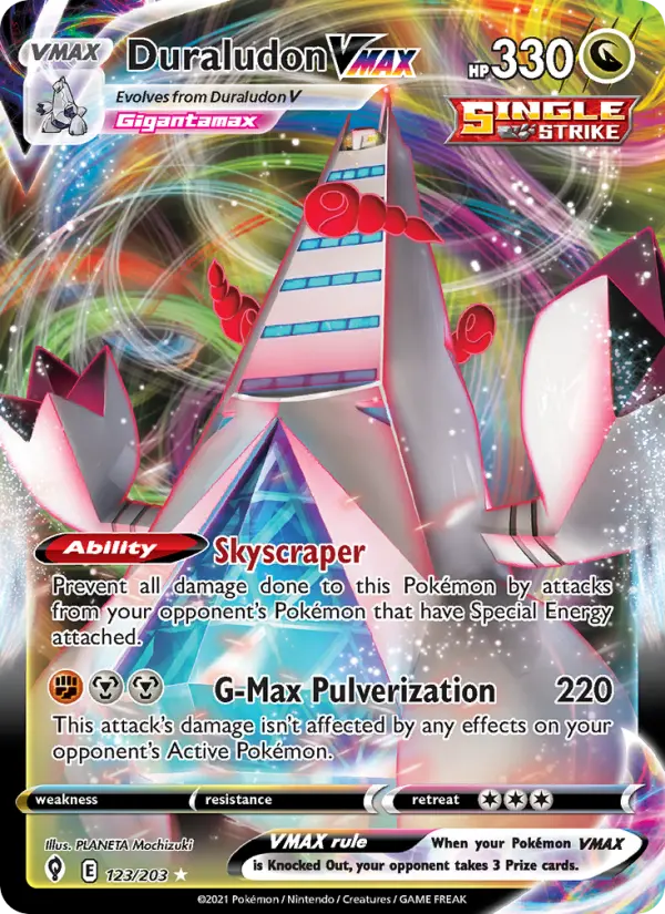 Duraludon VMAX 123 — Evolving Skies 123, Holofoil finish