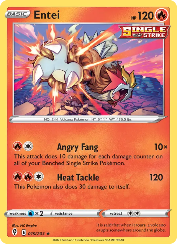 Entei 19 — Evolving Skies 19, Holofoil finish