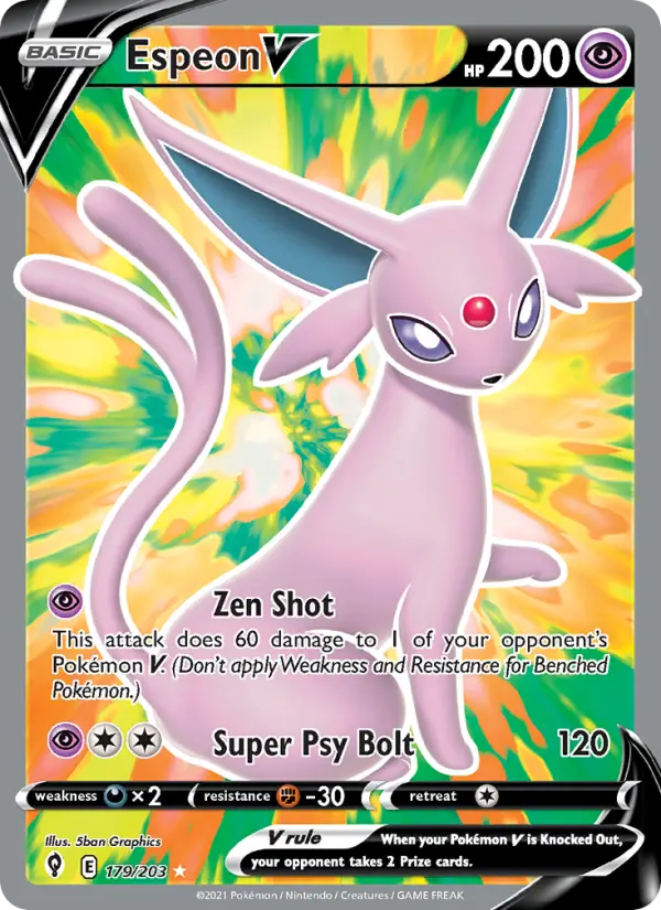 Espeon V 179 card from Evolving Skies