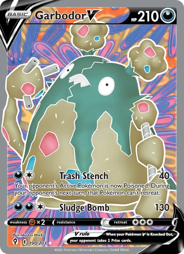 Garbodor V 190 — Evolving Skies 190, Holofoil finish