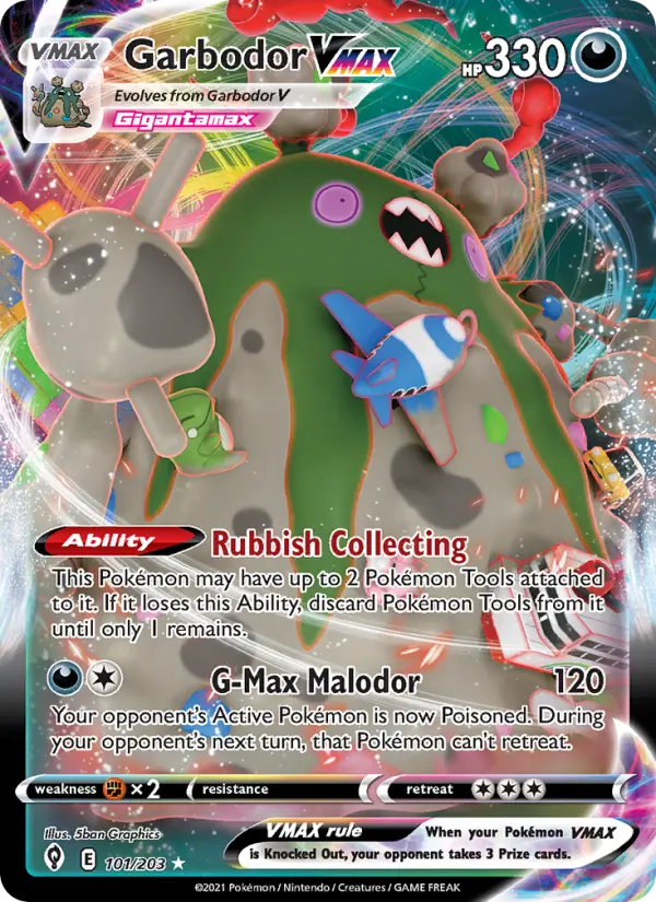 Garbodor VMAX 101 card from Evolving Skies
