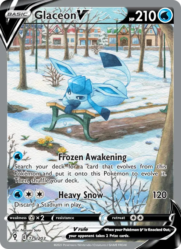 Glaceon V 175 — Evolving Skies 175, Holofoil finish