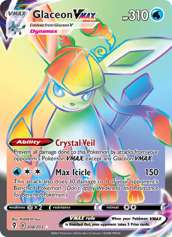 Glaceon VMAX 208 card from Evolving Skies