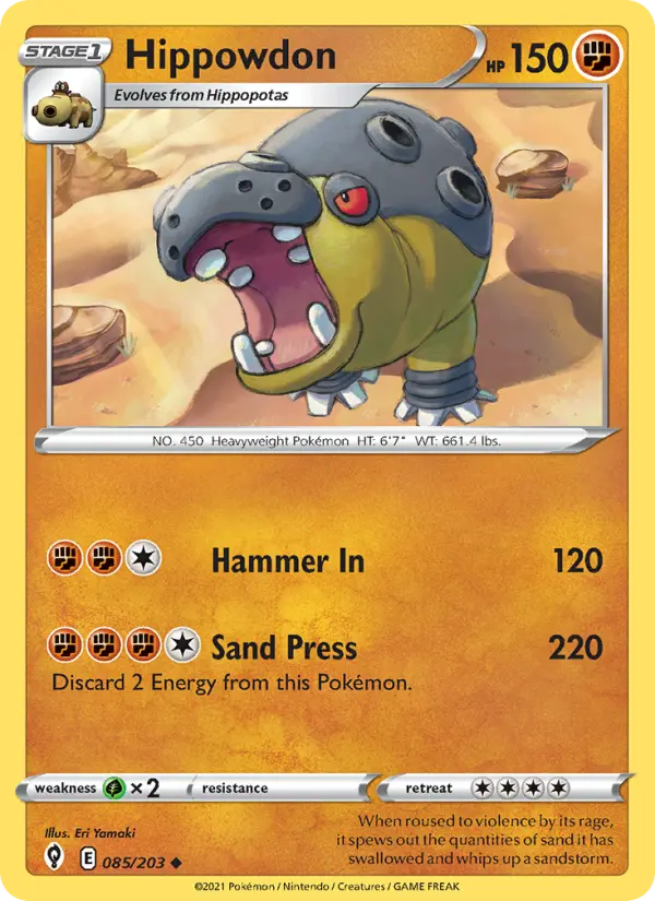 Hippowdon 85 card from Evolving Skies