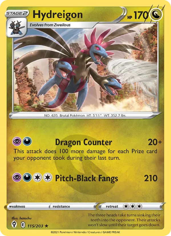 Hydreigon 115 card from Evolving Skies