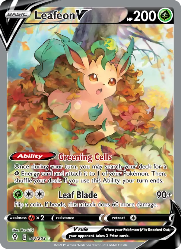 Leafeon V 167 card from Evolving Skies