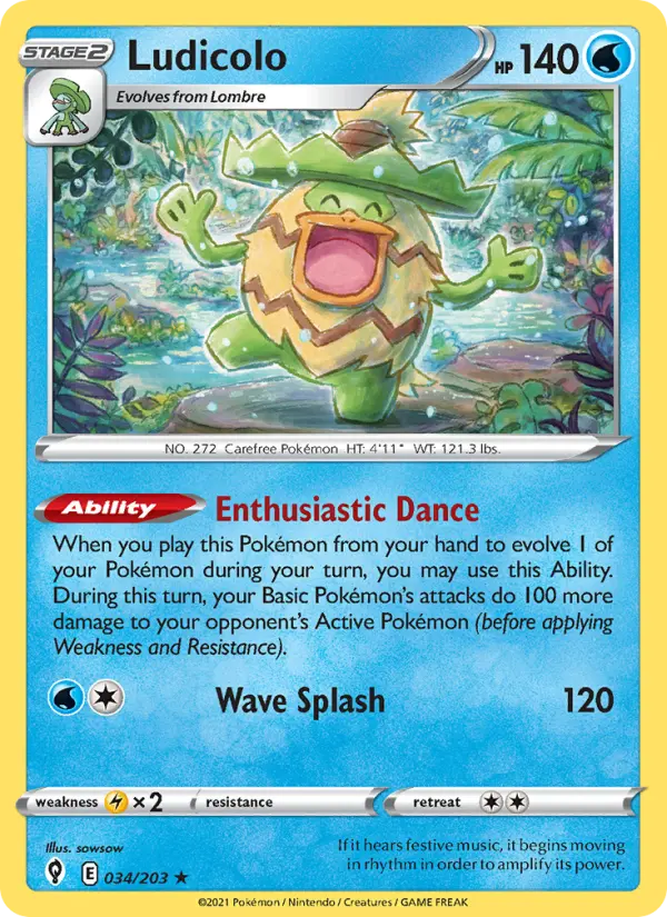Ludicolo 34 — Evolving Skies 34, Holofoil finish