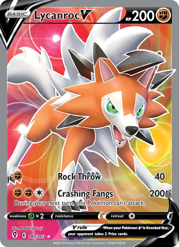 Lycanroc V 187 — Evolving Skies 187, Holofoil finish