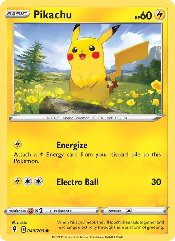 Pikachu 49 card from Evolving Skies