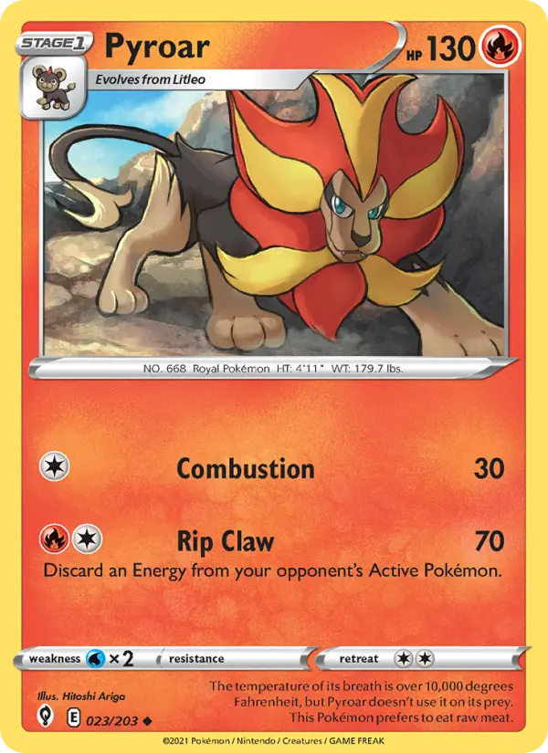 Pyroar 23 card from Evolving Skies