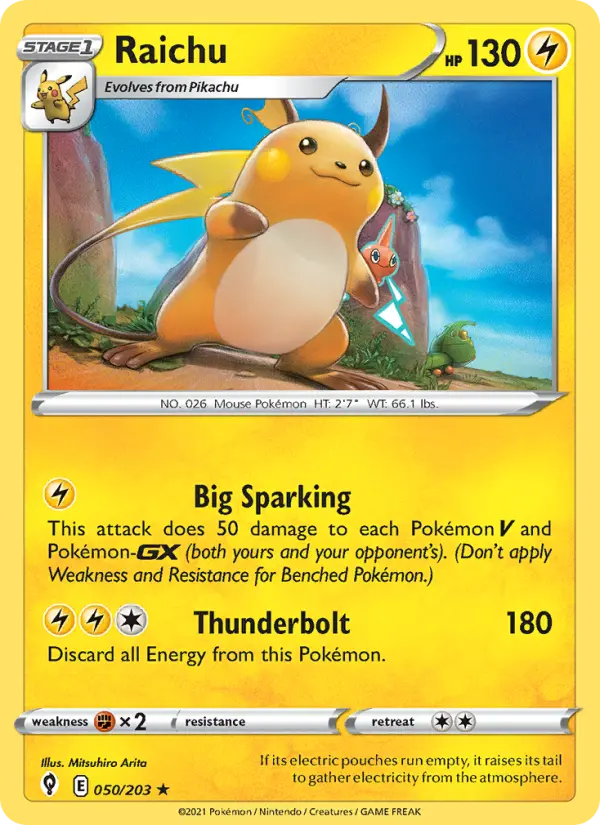 Raichu 50 — Evolving Skies 50, Holofoil finish