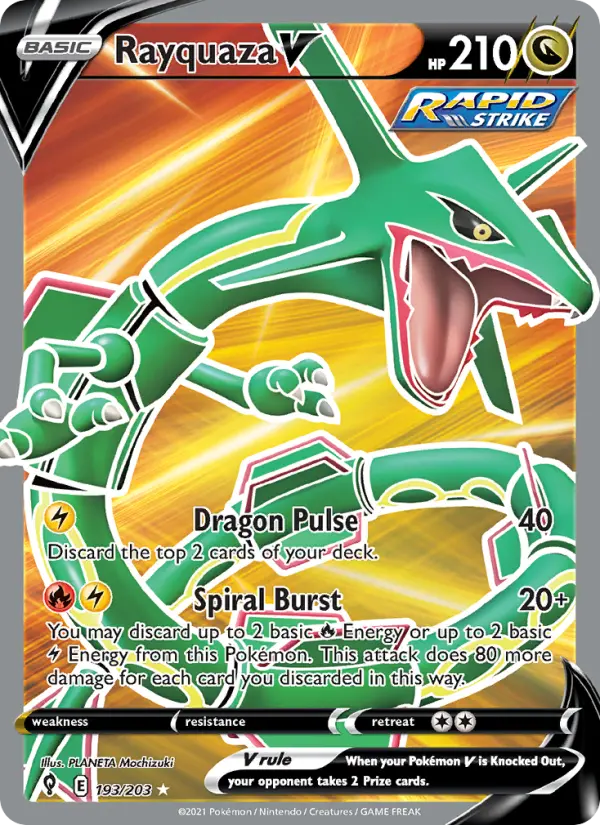 Rayquaza V 193 card from Evolving Skies