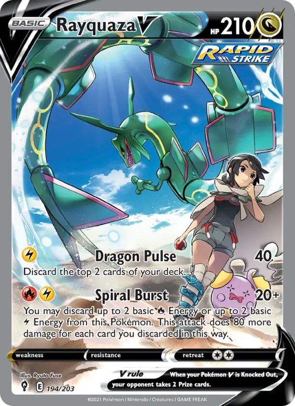 Rayquaza V 194 card from Evolving Skies