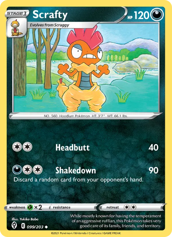 Scrafty 99 card from Evolving Skies