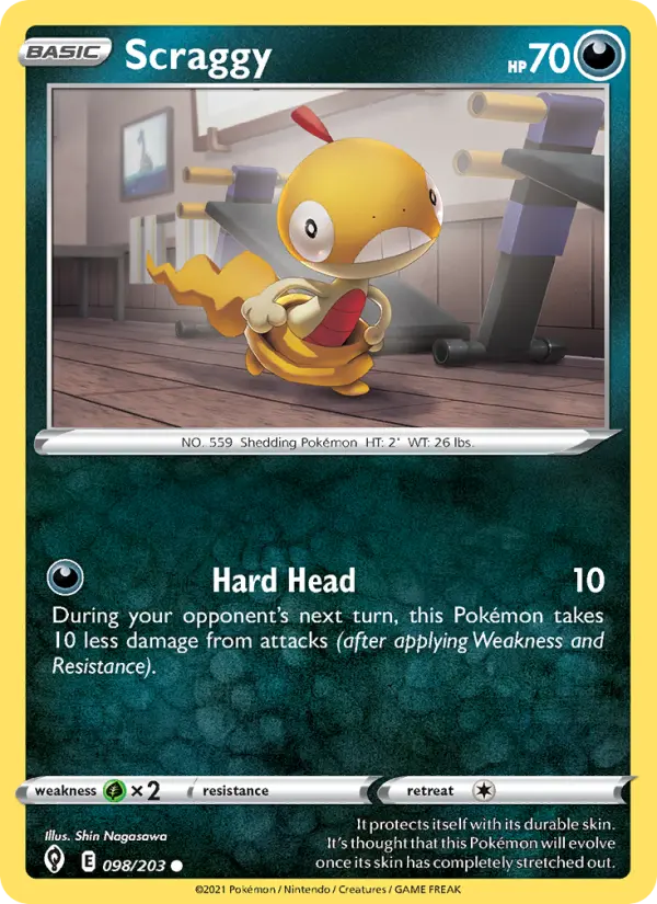 Scraggy 98 card from Evolving Skies