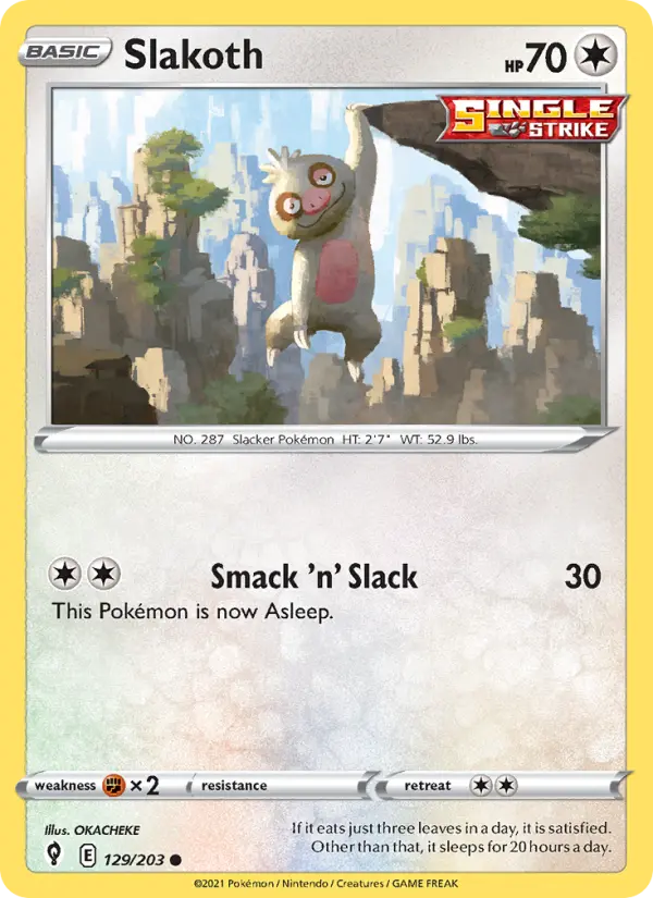 Slakoth 129 card from Evolving Skies