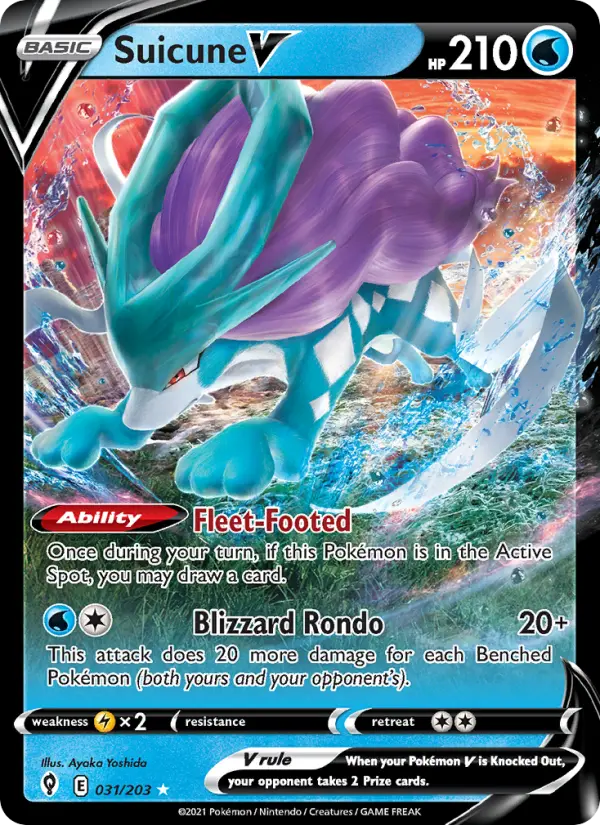 Suicune V 31 — Evolving Skies 31, Holofoil finish