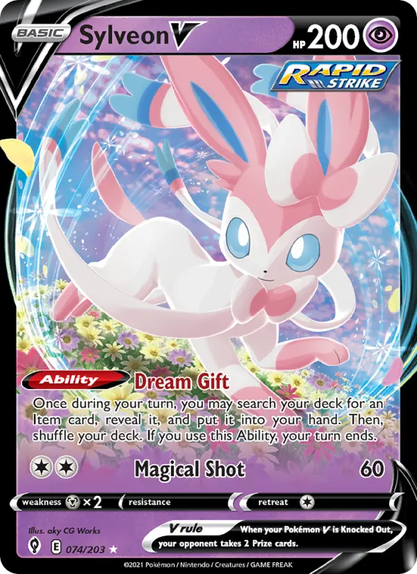 Sylveon V 74 — Evolving Skies 74, Holofoil finish
