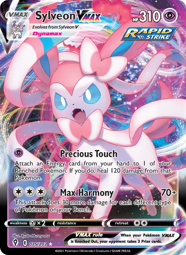 Sylveon VMAX 75 — Evolving Skies 75, Holofoil finish