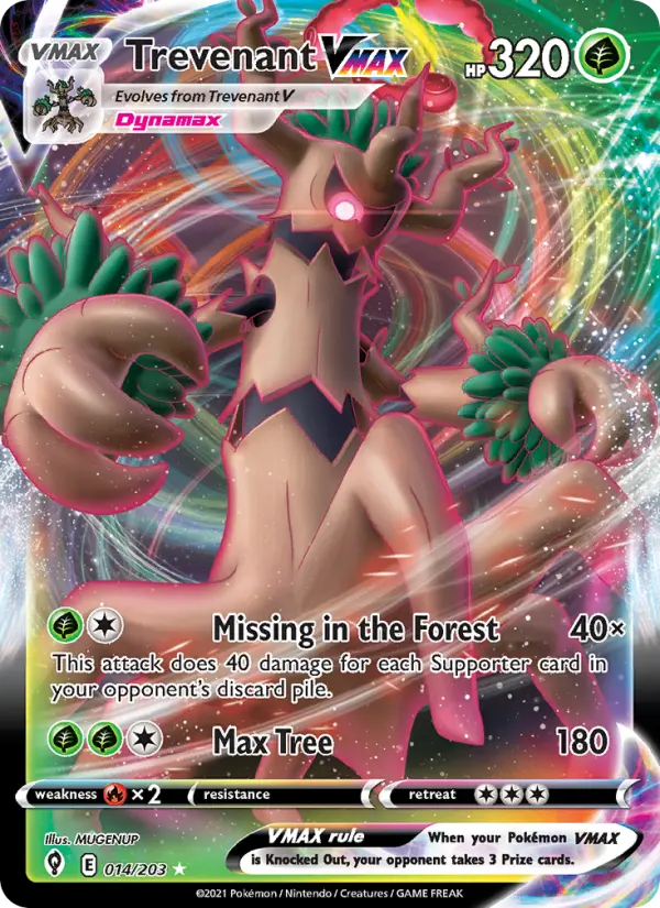 Trevenant VMAX 14 card from Evolving Skies