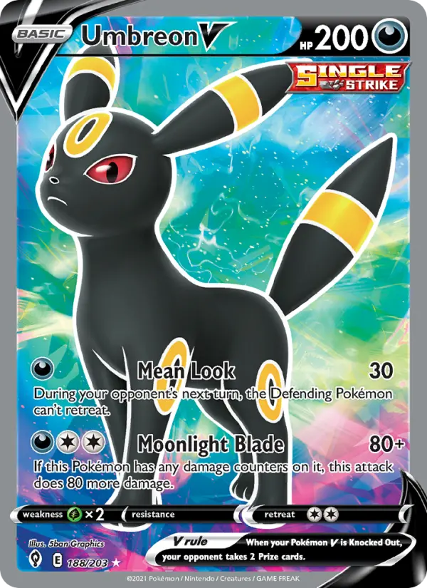 Umbreon V 188 card from Evolving Skies