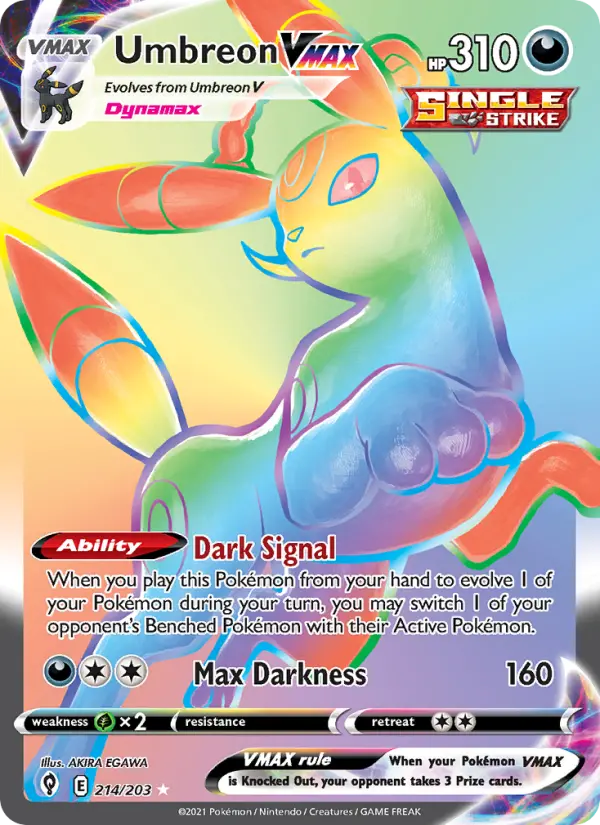 Umbreon VMAX 214 card from Evolving Skies